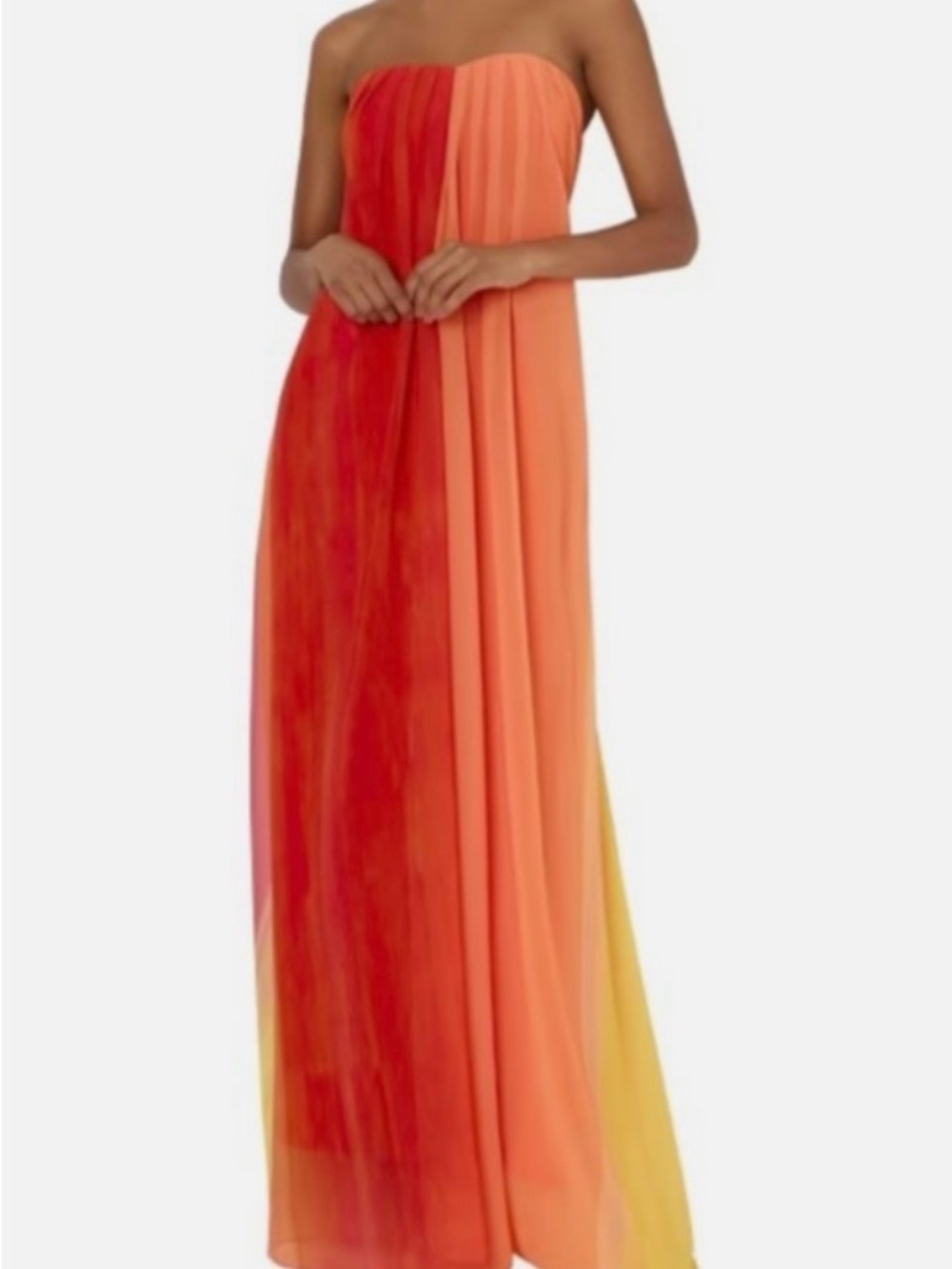 Milly Strapless Colorblock Maxi Dress - Red, Orange & Yellow